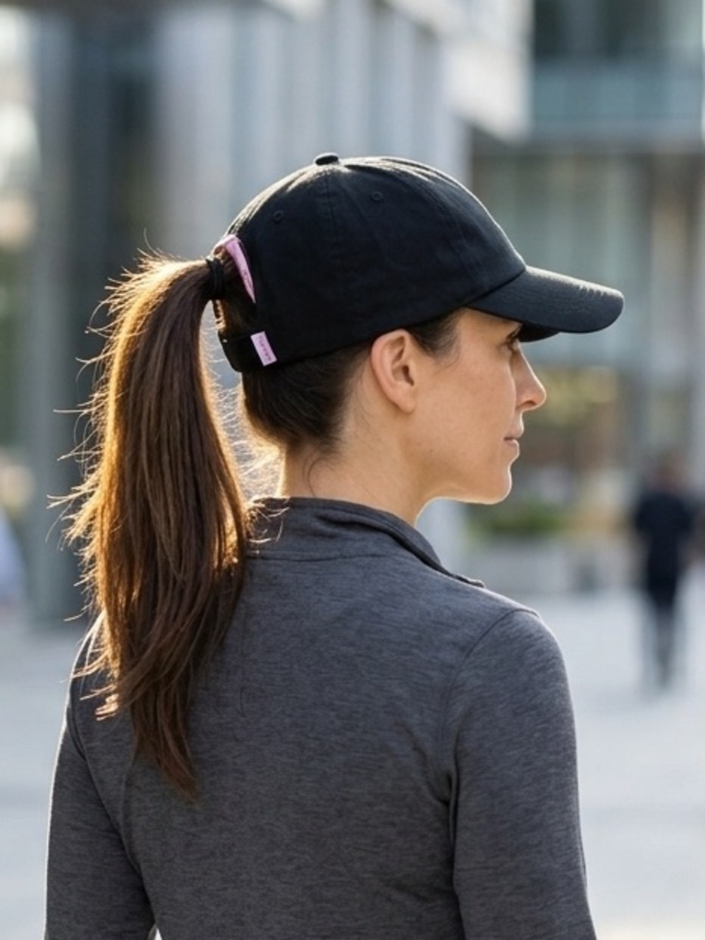Ponyflo Black Satin-Lined Ponytail Baseball Cap One Size NWT